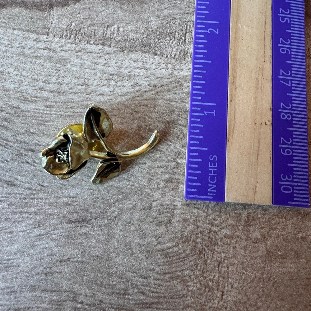 Single Stem Rose Multi Tone 1 3/8” Tall Lapel Pin